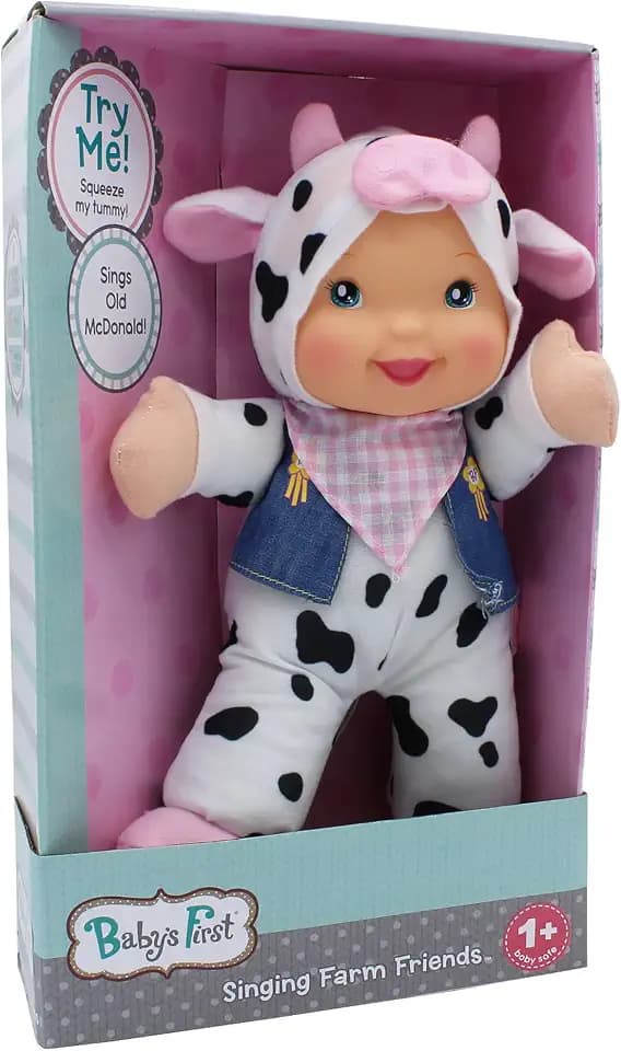 Baby's First (Bilingual - English-Spanish) 12" Farm Animal Friends Cow Soft & Cuddly Singing Musical Doll, Sings Old McDonald Had a Farm