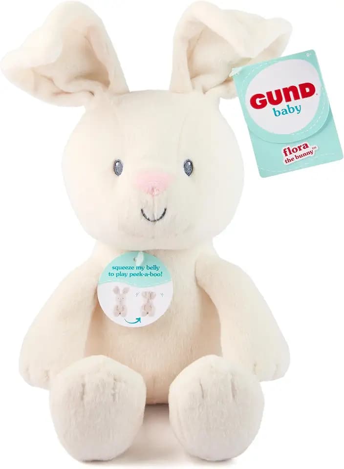 GUND Baby Peek-a-Boo Flora 7-Inch Bunny Squeeze-Activated Plush Toy