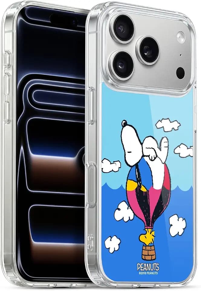 Head Case Designs Officially Licensed Peanuts Snoopy & Woodstock Balloon Halfs and Laughs Gel Case [Military Grade Protection] Compatible with Apple iPhone 17 Pro