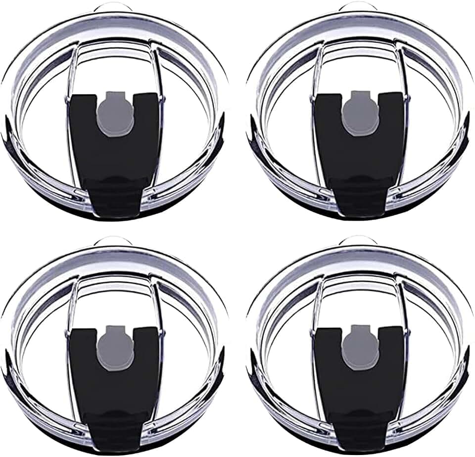 4 Pack 20 oz Tumbler Lids for YETI and More Tumblers,Cup,Travel Coffee Mug Spill Proof Splash Resistant Silicone Sliding Covers(Black)