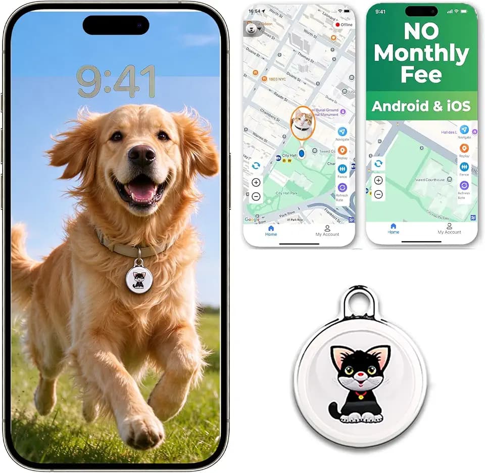 GPS Tracker for Dogs, Smart Collar with Real-Time Locator, No Monthly Fee