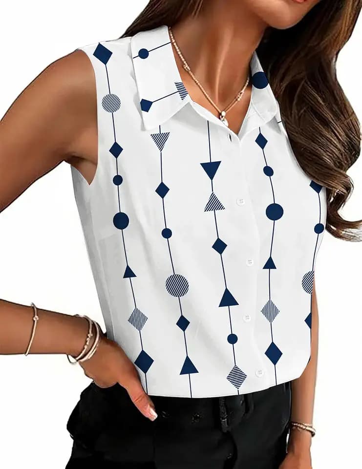 HOTOUCH Women's Sleeveless Blouse Button Down Shirts Work Blouses Tank Tops