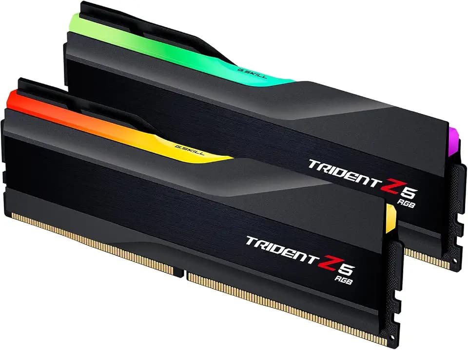 G.SKILL Trident Z5 RGB Series DDR5 RAM (Intel XMP 3.0 & AMD EXPO) 32GB (2x16GB) Up to 6000MT/s* CL36-36-36-96 1.35V Desktop Computer Memory U-DIMM - Matte Black (F5-6000J3636F16GA2-TZ5RK)