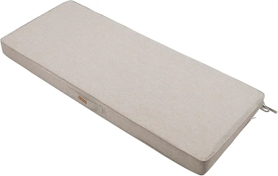 FUNHOME Outdoor Bench Cushion 45 x18 inch,Water Resistant Portable Porch Swing Cushion,Foam Insert with Handle&Ties,Fade Resistant Bench Pillow Pad for Patio Settee Garden Furniture(Oatmeal)