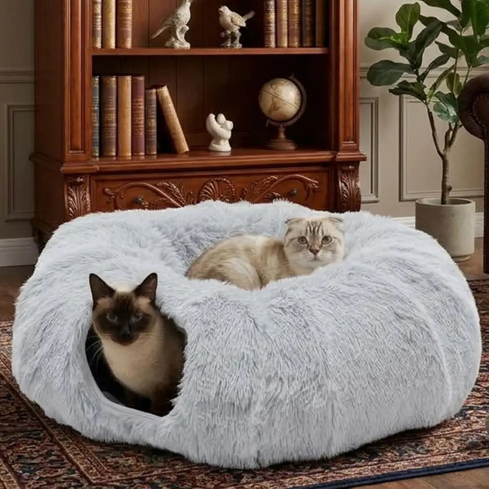 Cat Tunnels for Indoor Cats, Donut Tunnel Toys for Cats - Grey