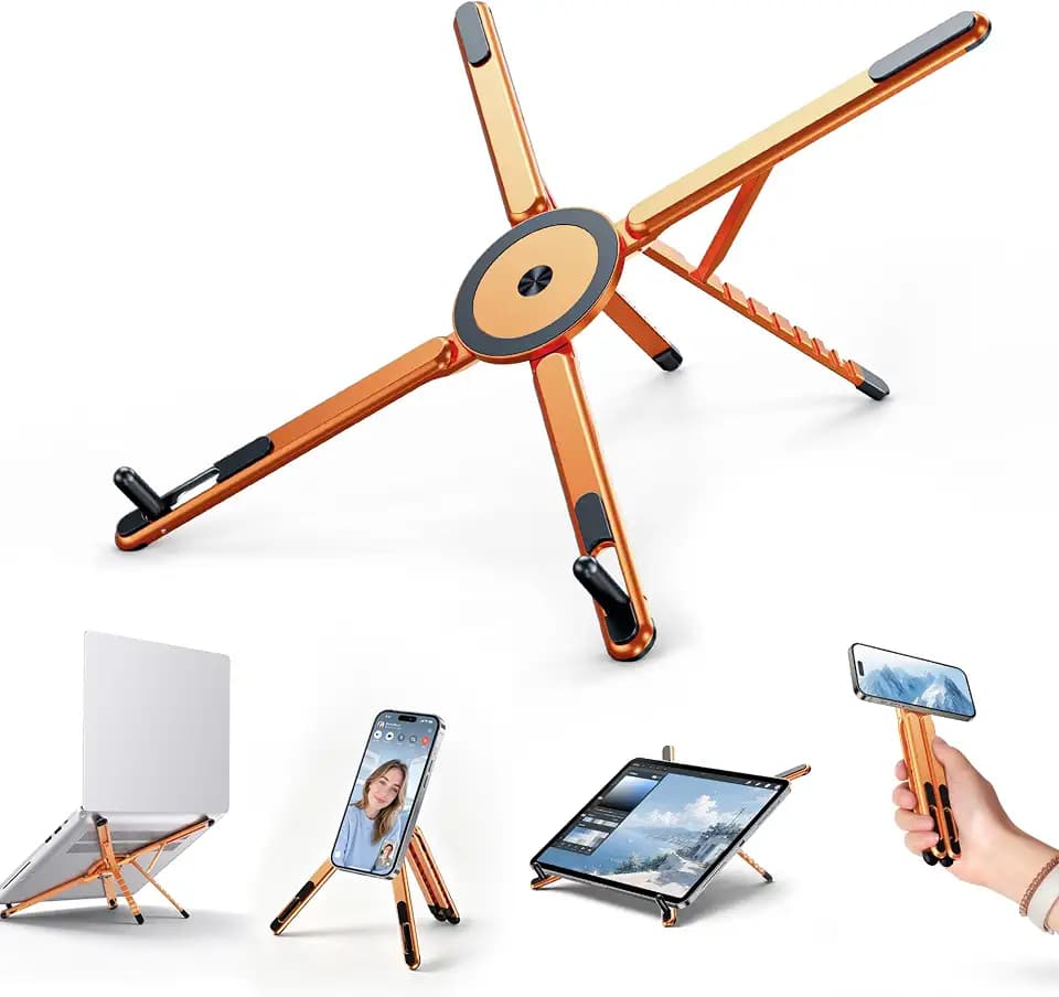 Portable Laptop Stand, 3-in-1 Magnetic Foldable Adjustable, for Desk