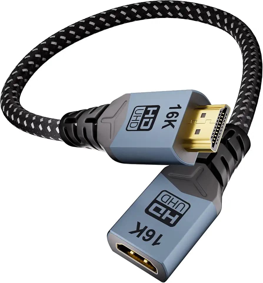16K HDMI 2.2 Extender Cable 1FT/0.32M Male to Female,HDMI Extension Cable Support 16K@60Hz,8K@60Hz/120Hz,4K@240Hz/480Hz,HDCP 2.2/2.3,Compatible with Roku TV Stick,HDTV,Game Console