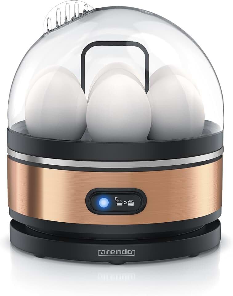 Arendo Sevencook Eierkocher 400 W – Edelstahl Design - 1-7 Eier - Egg Cooker – Kipp-Funktionsschalter – 3 Härtegrade wählbar - Warmhaltefunktion - Signalton - BPA-frei - kupfer