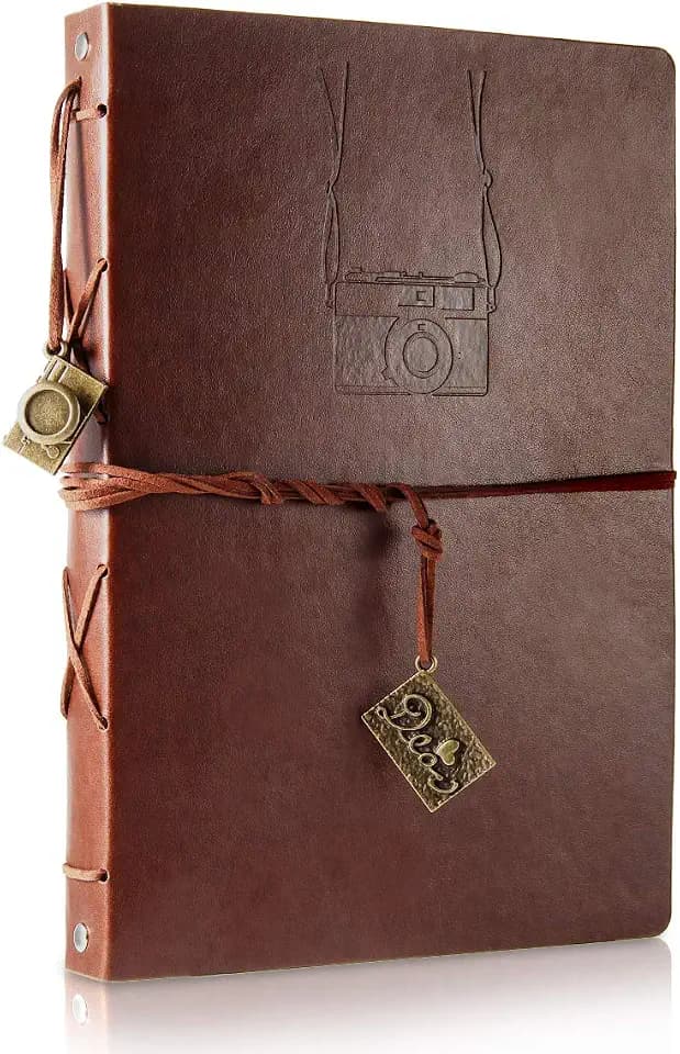 ThxMadam Leder Selbstgestalten Fotoalbum Scrapbook Album Foto Buch Vintage Hochzeit Gästebuch Fotobuch 60 Schwarze Seiten für Weihnachten Geburtstag Jahrestag Geschenk für Mann Freund Familien