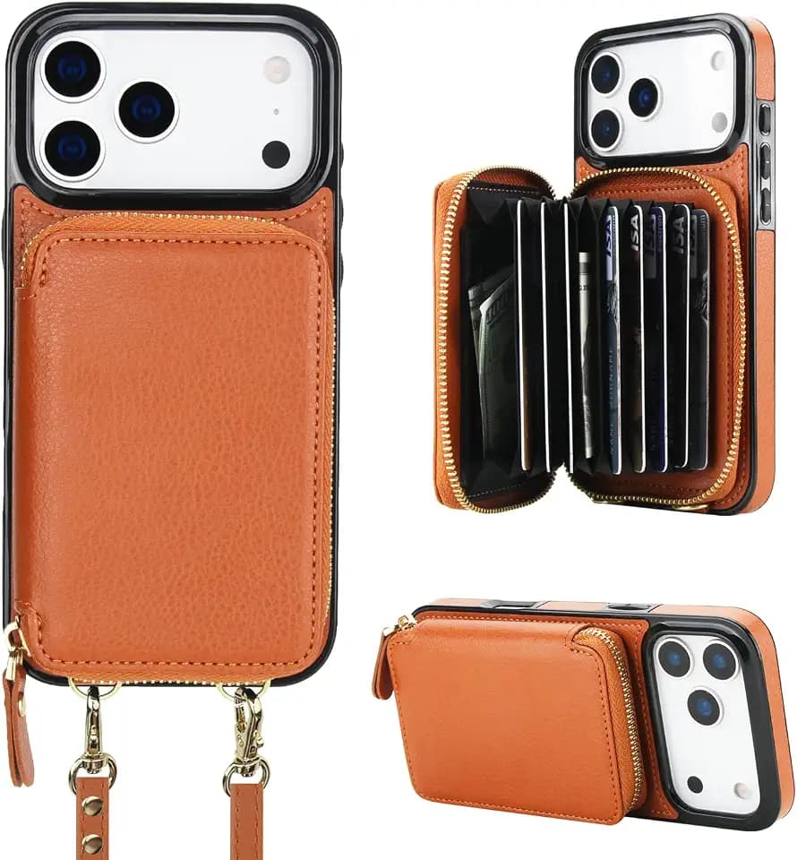 Bocasal Crossbody Wallet Case for iPhone 18 Pro Max / 17 Pro Max, Brown