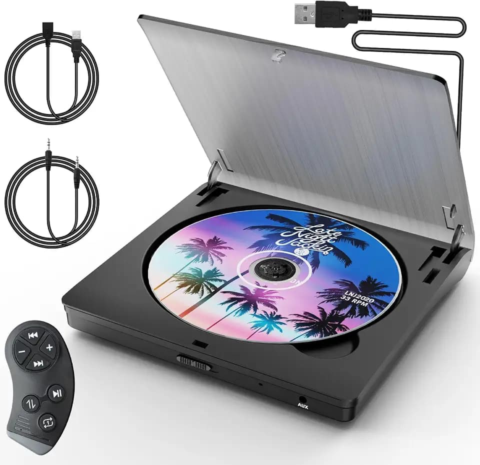 External CD Player for Car, USB & AUX Car CD Player with Steering Wheel Remote, Plug & Play Portable CD Player for Car Without Built-in CD Drive, Anti-Shock, Hidden Cable Storage