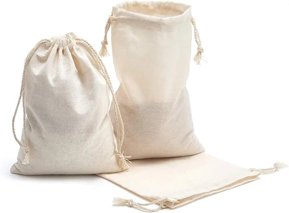 Tendwarm 50 Pack 5.9x7.8 Inches Cotton Drawstring Bags Reusable Muslin Sachet Bag for Party Wedding Storage Home Supplies