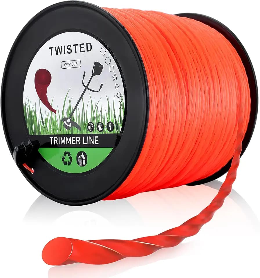 Hipa .095” 5-Pound by 1889-ft Trimmer Line Round Twist,Commercial 2.4 mm/095-Inch String Trimmer Line in Spool,Weed Eater String 095,with Line Cutter,Orange,SOAK for 24H Before Using