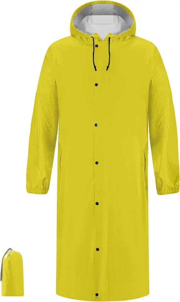 iCreek Long Raincoat Waterproof Rain Jacket with Hood for Men Women
