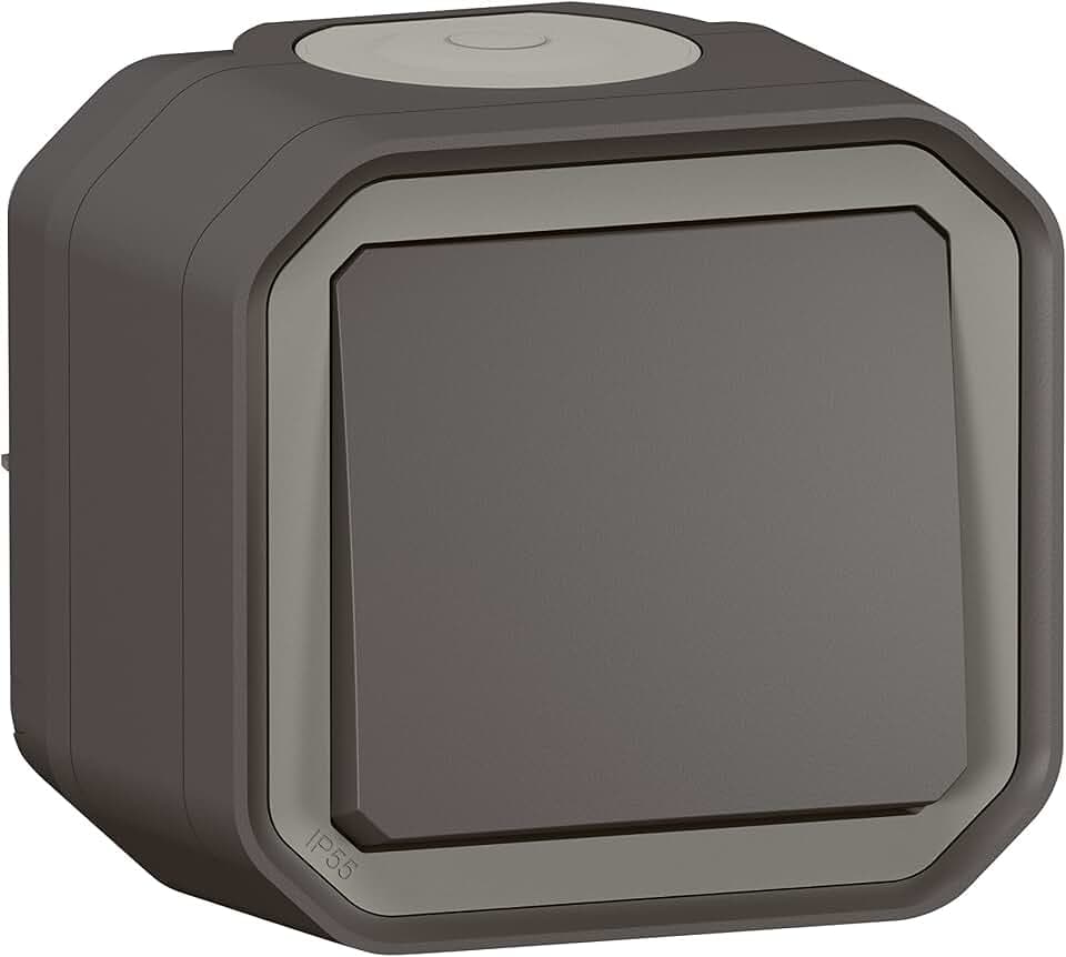 Legrand - Schalter oder Wechselschalter, wasserdicht, Plexo 10 A, Lieferung komplett für Aufputzmontage, Anthrazit