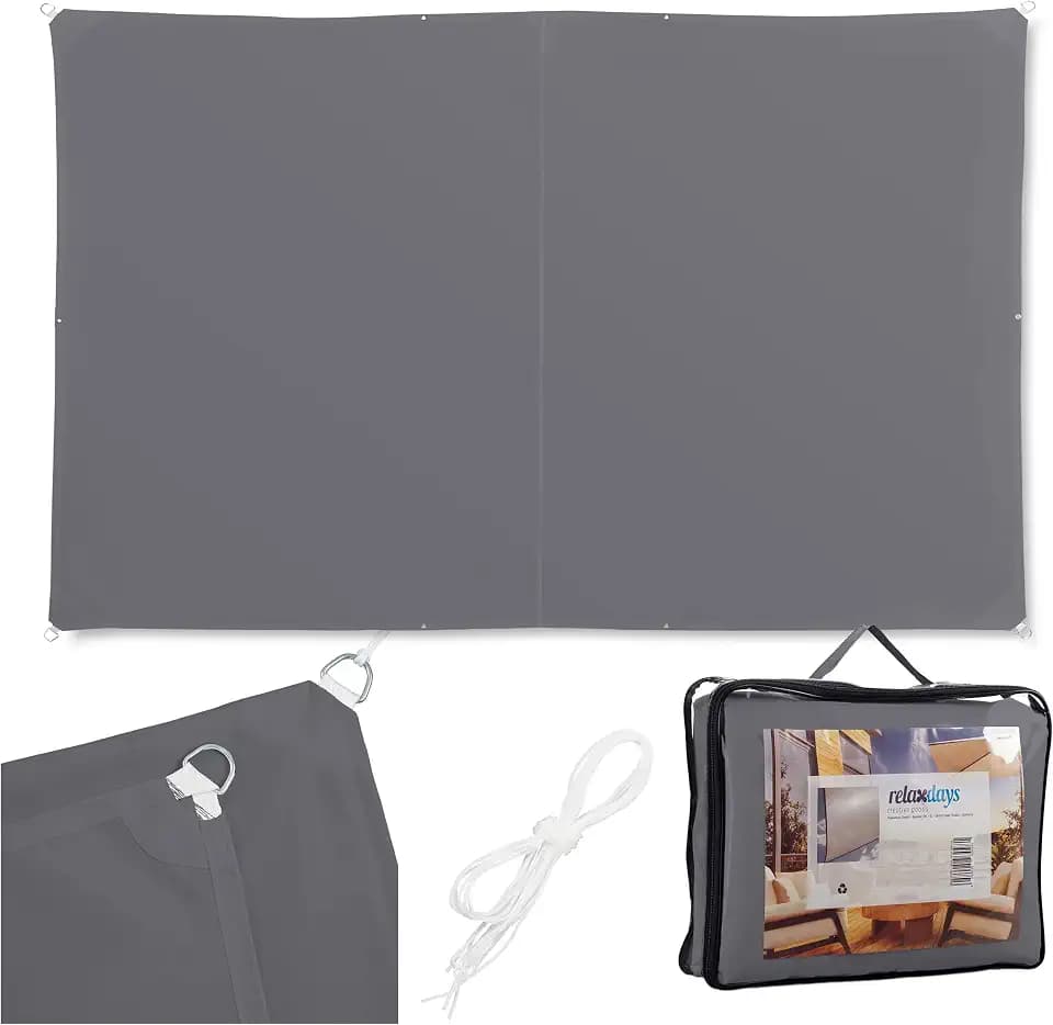 Relaxdays Sonnensegel, 4x6 m, Polyester, wasserdicht, dunkelgrau