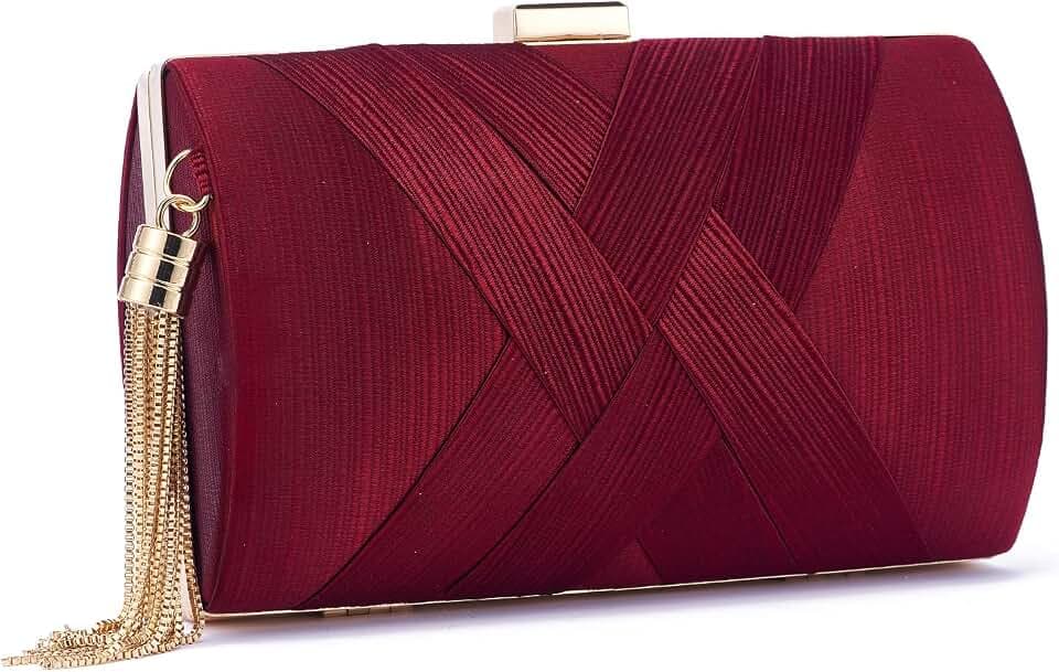 Damen Clutch Abendtasche Fransen Elegante Kettentasche Tasche Clutch Bag,Hochzeit Wedding Prom Party Handtasche Crossbody Schultertasche klein Umhängetasche
