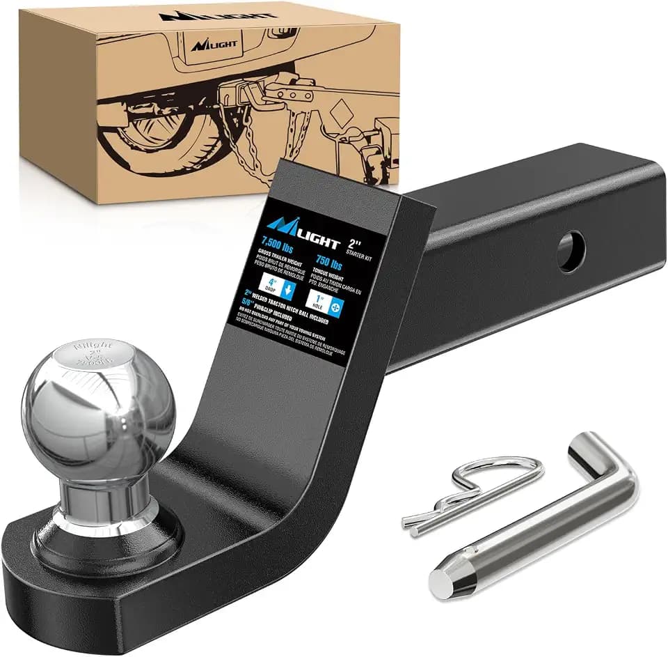 Nilight 4" Drop with 2" Welded Ball Mount fits 2 Inch Receiver