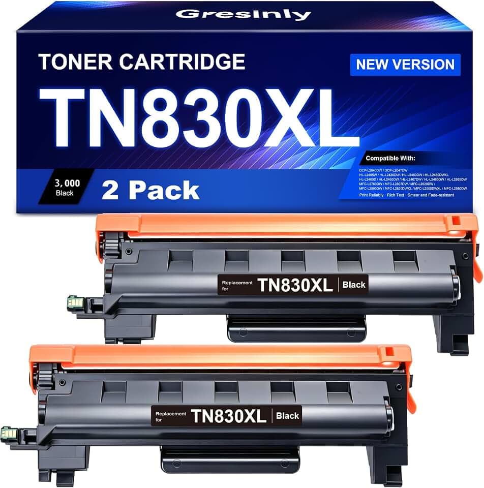 TN830XL Black Compatible Toner Cartridge Replacement for Brother, 2 Pack