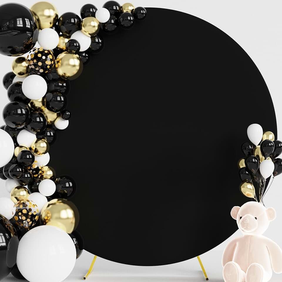 Wokceer 7.2FT Round Backdrop Cover Black Round Arch Covers Backdrop