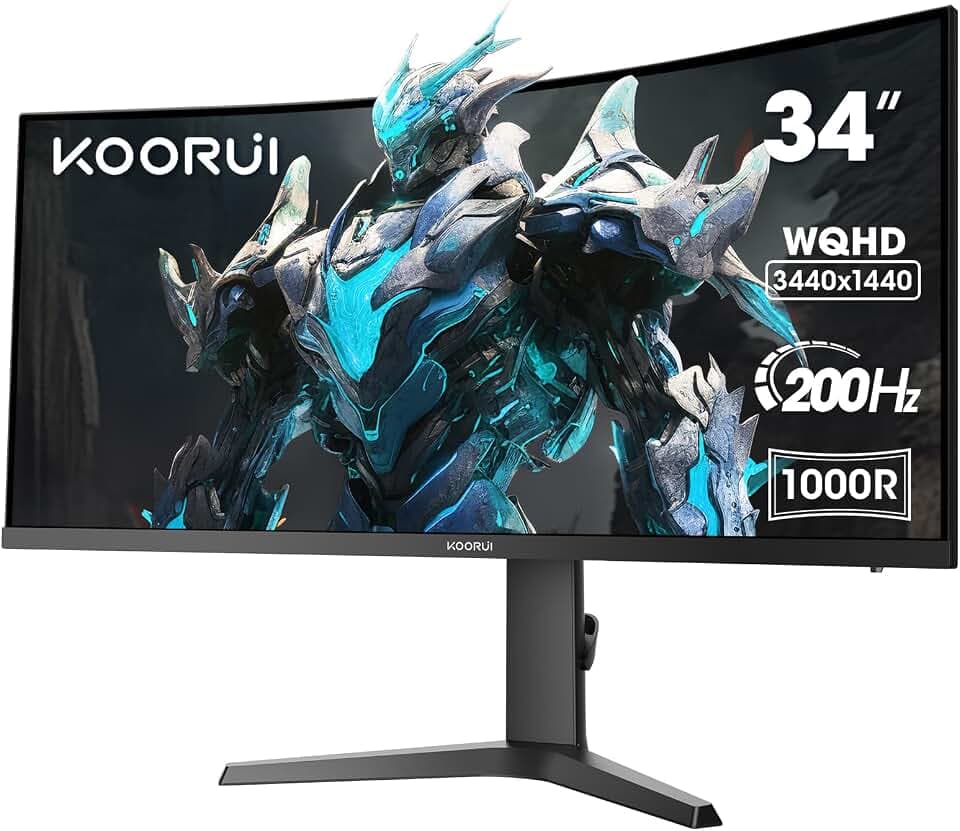 KOORUI 34 Zoll Curved Gaming Monitor 200Hz Bildschirm WQHD HDR 400 HDMI/DP