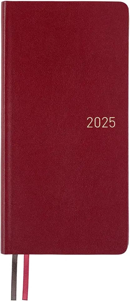Hobonichi Techo 2025 Weeks [Englisch/Hoch und Schlank/Januar Start/Planer] Leather: Granatapfel