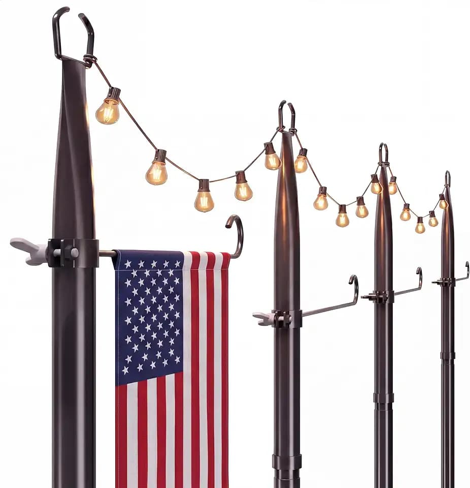 10Ft String Light Poles 4 Pack, Thickened Metal Outdoor Light Pole