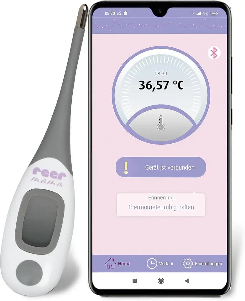 reer digitales Basalthermometer, NFP Zyklustracker mit App, Bluetooth, Weiß