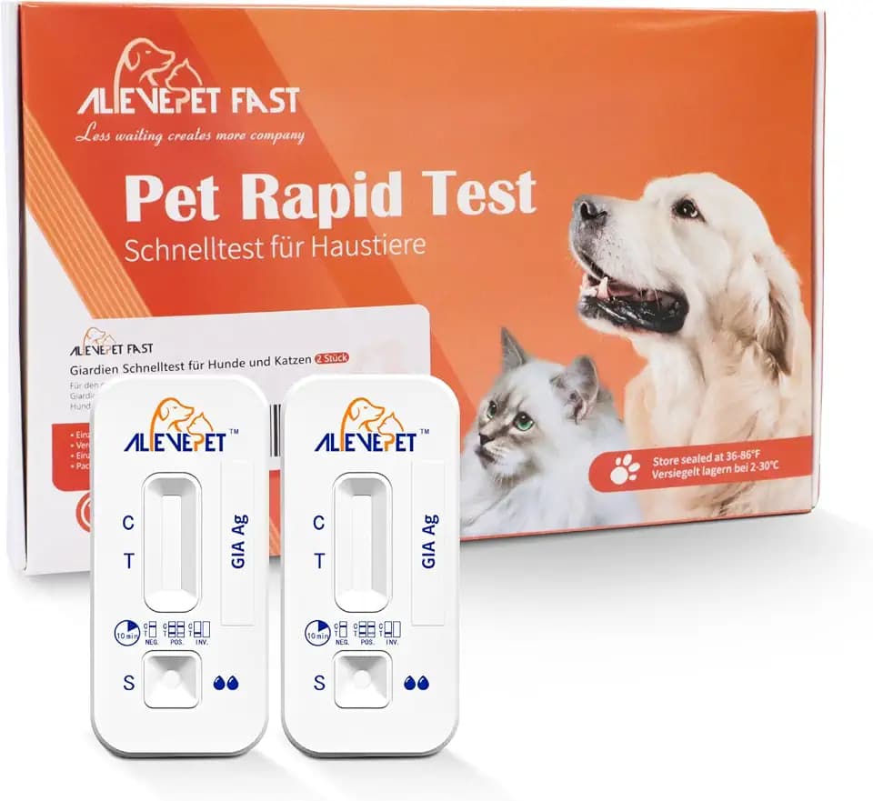 Giardien Schnelltest für Hunde & Katzen, 2 Stück Giardien Test mit ≥98% Zuverlässigkeit einfache Anwendung zu Hause Darmparasiten und Durchfall Antigen-Test