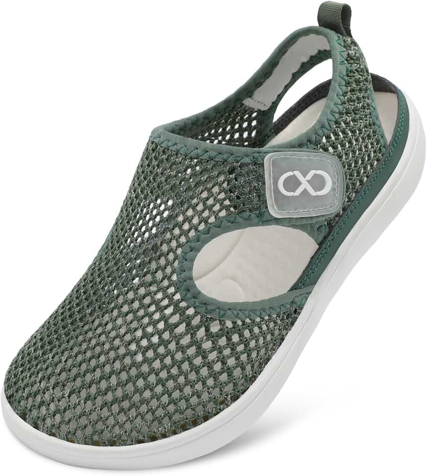 XIHALOOK Womens Flat Sandals Closed Toe Summer Breathable Mesh Sandals for Beach Travel Casual Walking Shoes Zero Drop Wide Barefoot Shoes