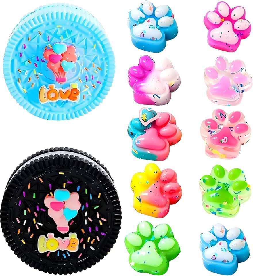2 Stück Taba Squishy Toy und 10 x Squishy Pfote Mini Katzenpfoten, Soft Squeeze Biscuit Toys, Montessori Sensorisches Quetschspielzeug für Kinder und Erwachsene