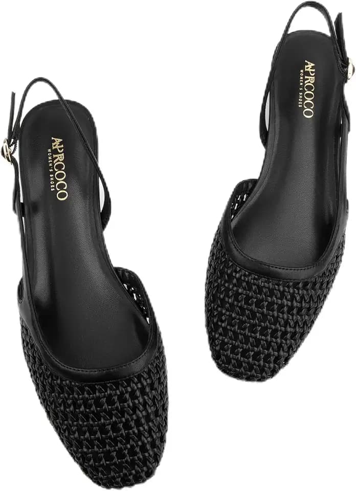AprCoco Slingback Flats for Women 2.0 Square Toe Two Toned Flats Wedding Shoes Low Heel Shoes for Women
