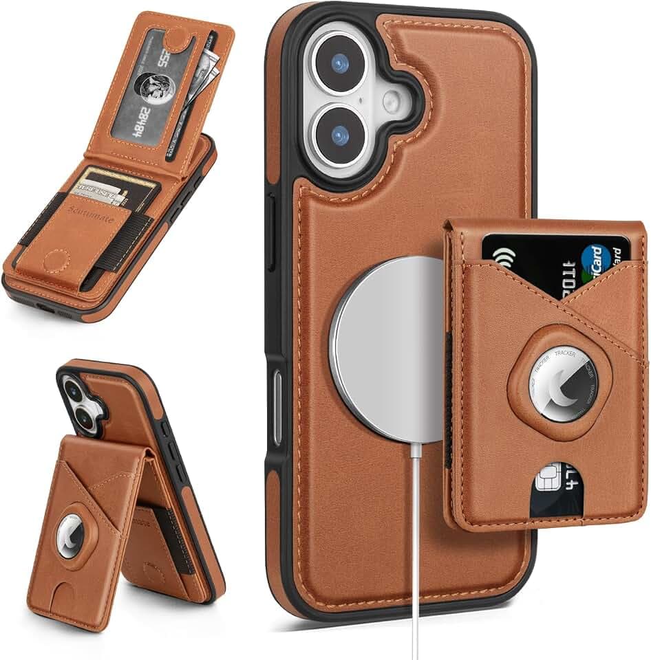 Compatible with MagSafe iPhone 17 Wallet Case,Brown