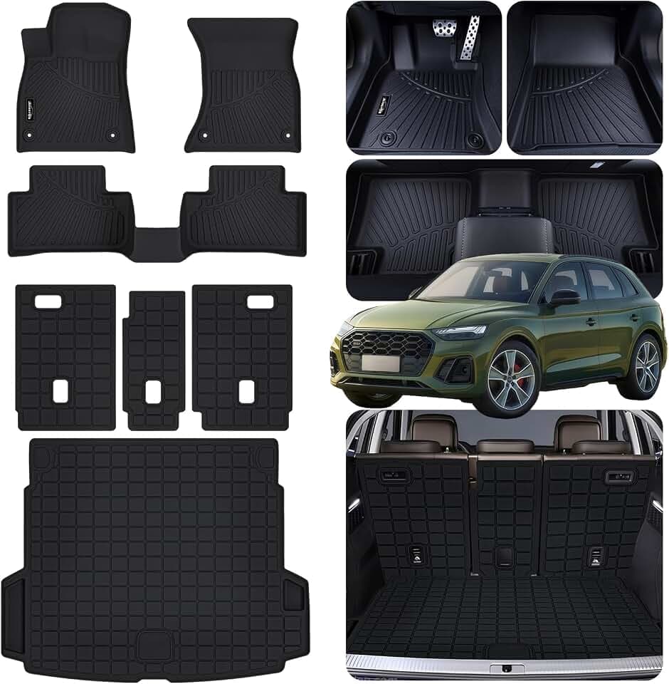 Floor Mats for 2025 2026 Audi Q5/SQ5, TPE All Weather Floor Liners & Cargo Mats & Backrest Mat for Audi Accessories Full Set Car Mats