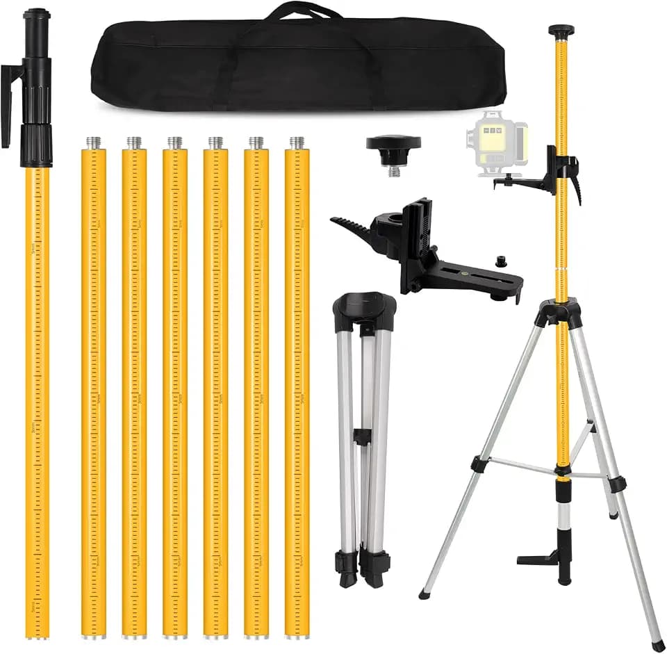 15.7FT Telescoping Laser Level Pole, Adjustable Lasers' Level Tripod