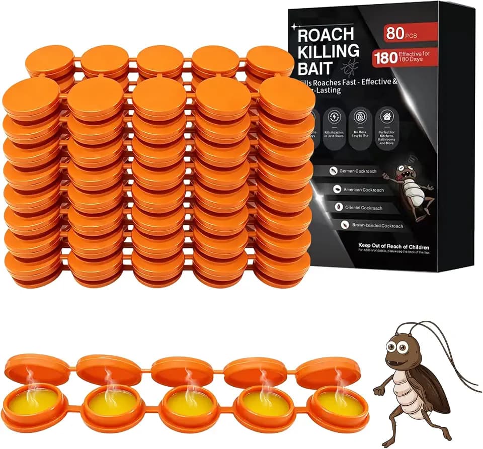 80 Pack Cockroach Gel Bait, Highly Effective Roach Gel Bait Indoor Infestation Solution, Fast Acting Cockroach Killer Indoor Home Kitchen Use, Easy to Apply & No Mess Roach Bait, Long-Lasting