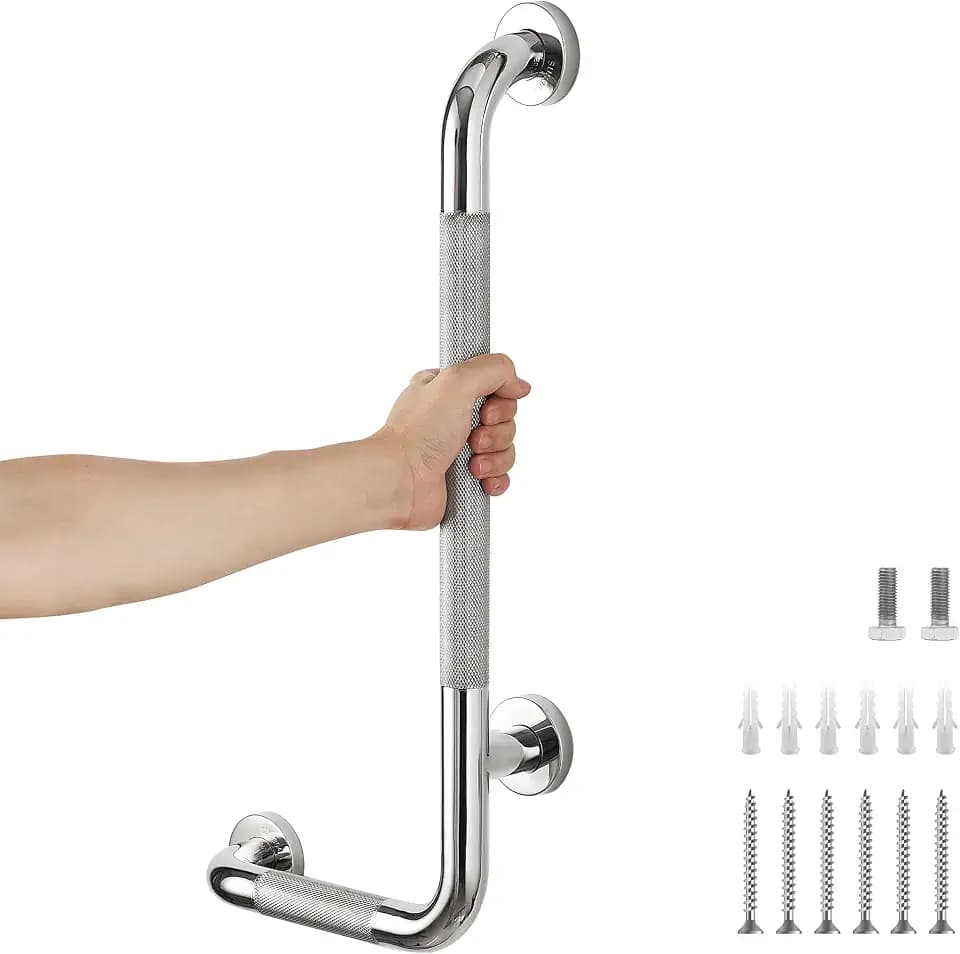 L-Shaped Grab Bars for Shower, 1 Pack, 24 x 12 Inch Stainless Steel, Left