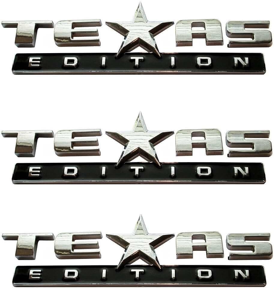 Muzzys (Set of Three) Texas Edition 3M Stick On Emblem Badge FITS GMC Sierra Chevy Silverado Suburban Tahoe Ford F150 Dodge Ram Nissan Titan Truck