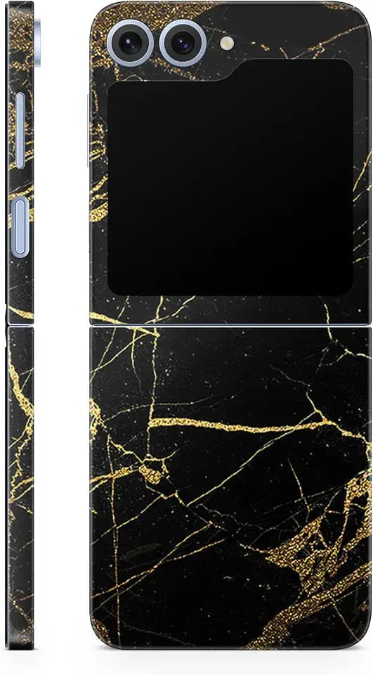 Phone Skin Compatible with Samsung Galaxy Z Flip 6 - Black Gold Marble - Premium 3M Vinyl Protective Wrap Decal Cover - Easy to Apply | Crafted in The USA by MightySkins