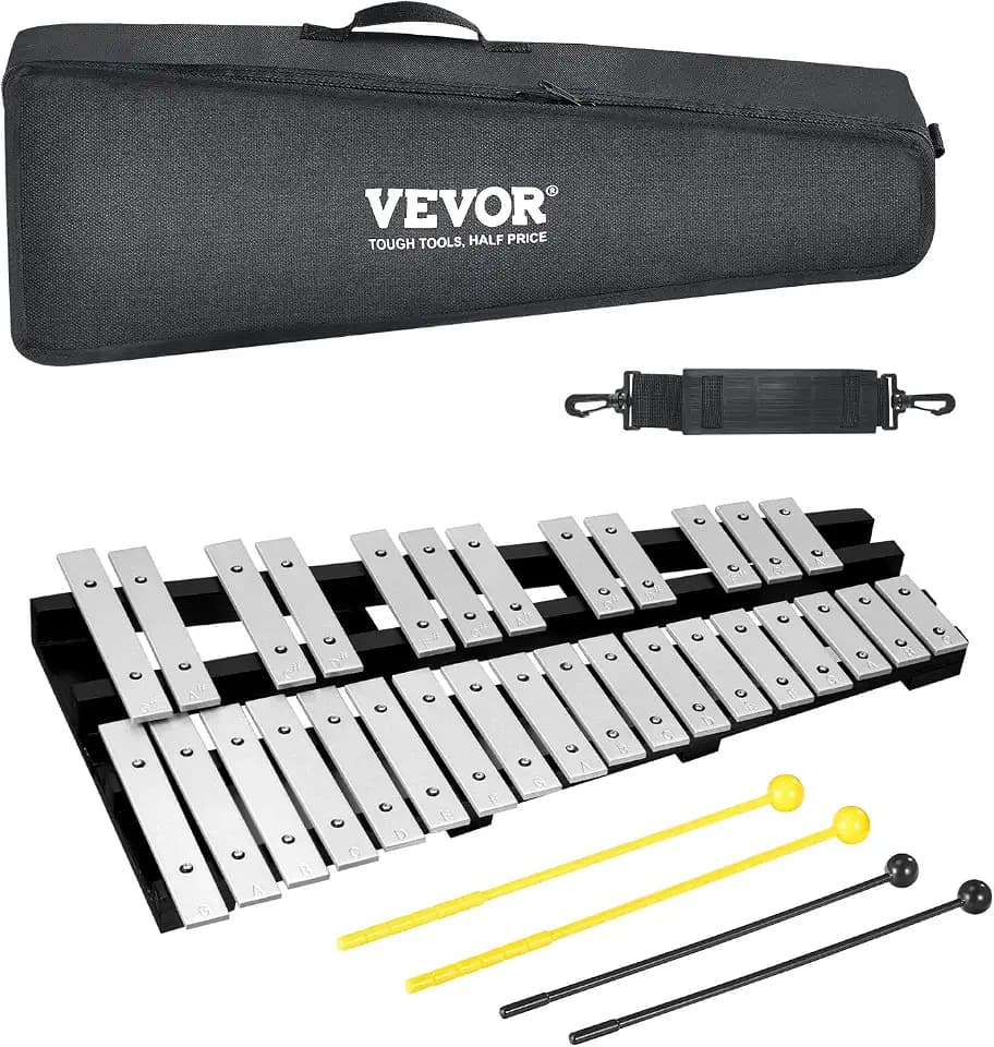 VEVOR Glockenspiel-Xylophon-Set mit 30 Tönen, Schlaginstrument mit Schlägeln, Trommelstöcken und Tragetasche, professionelles Glockenspiel-Xylophon-Schlaginstrumentenset für Schüler und Erwachsene