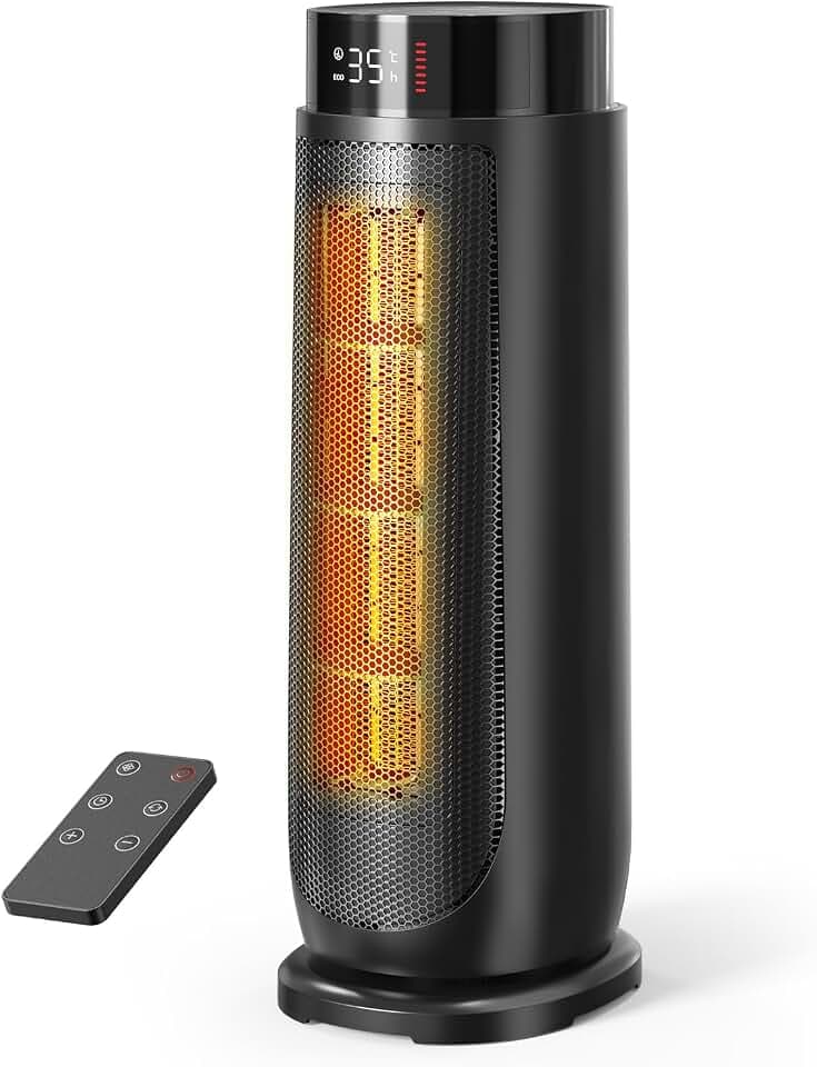 PTC Heizlüfter für Zuhause, Überhitzungs Kippschutz, Schwarz, 2000W