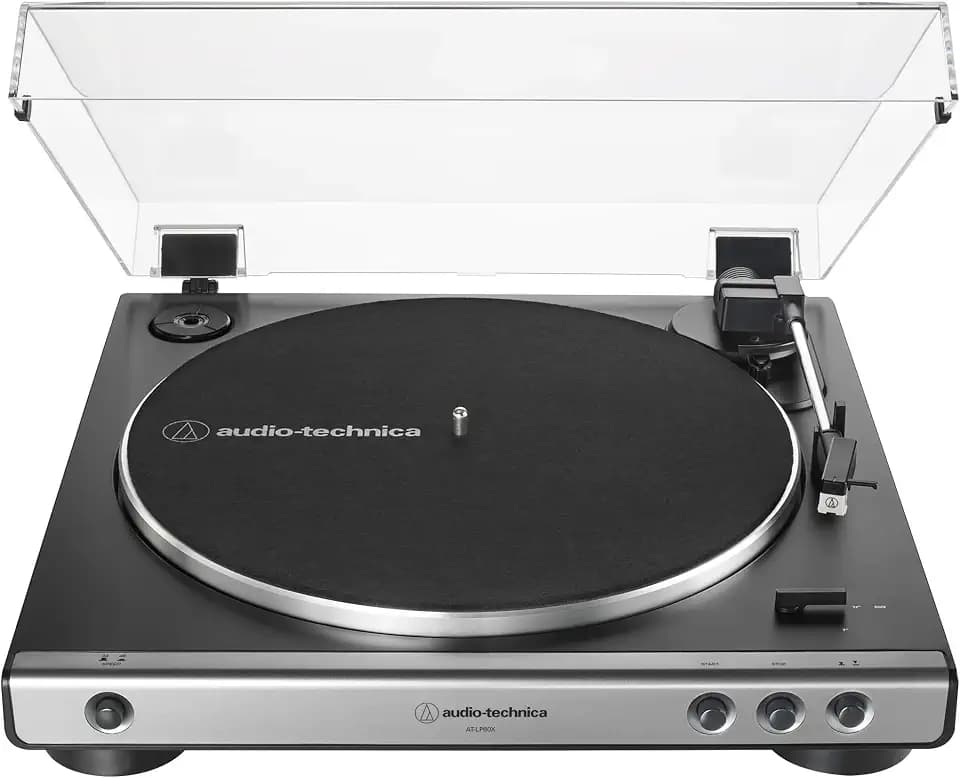 Audio-Technica AT-LP60X-GM Fully Automatic Belt-Drive Stereo Turntable, Gun Metal, Hi-Fidelity, Plays 33-1/3 and 45 RPM Vinyl Records, Dust Cover, Anti-Resonance, Die-Cast Aluminum Platter