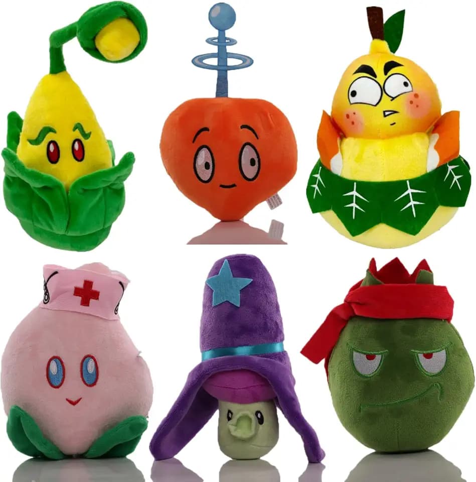 JHESAO 6 PCS Plants and Zombies Plush Plants Toys PVZ Plushies 1 2 Stuffed Soft Doll Toy, Great Gifts for Kids and Fans, Birthday and Party 2024 New