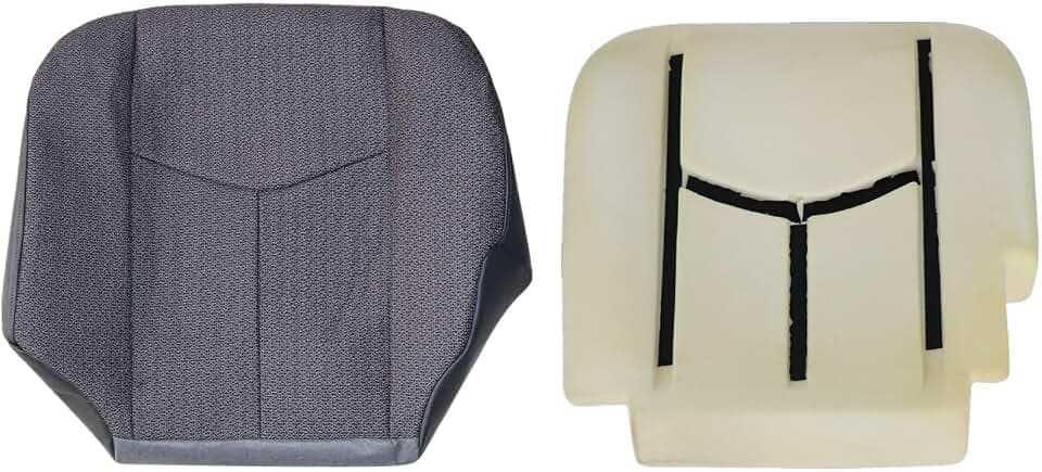 NLQR Front Driver Side Bottom Replacement Seat Cover Cloth Dark Gray #69C & Foam Cushion Compatible with Chevy Silverado GMC Sierra 1500 2500 3500 HD 2003 2004 2005 2006 2007 All Cab Types