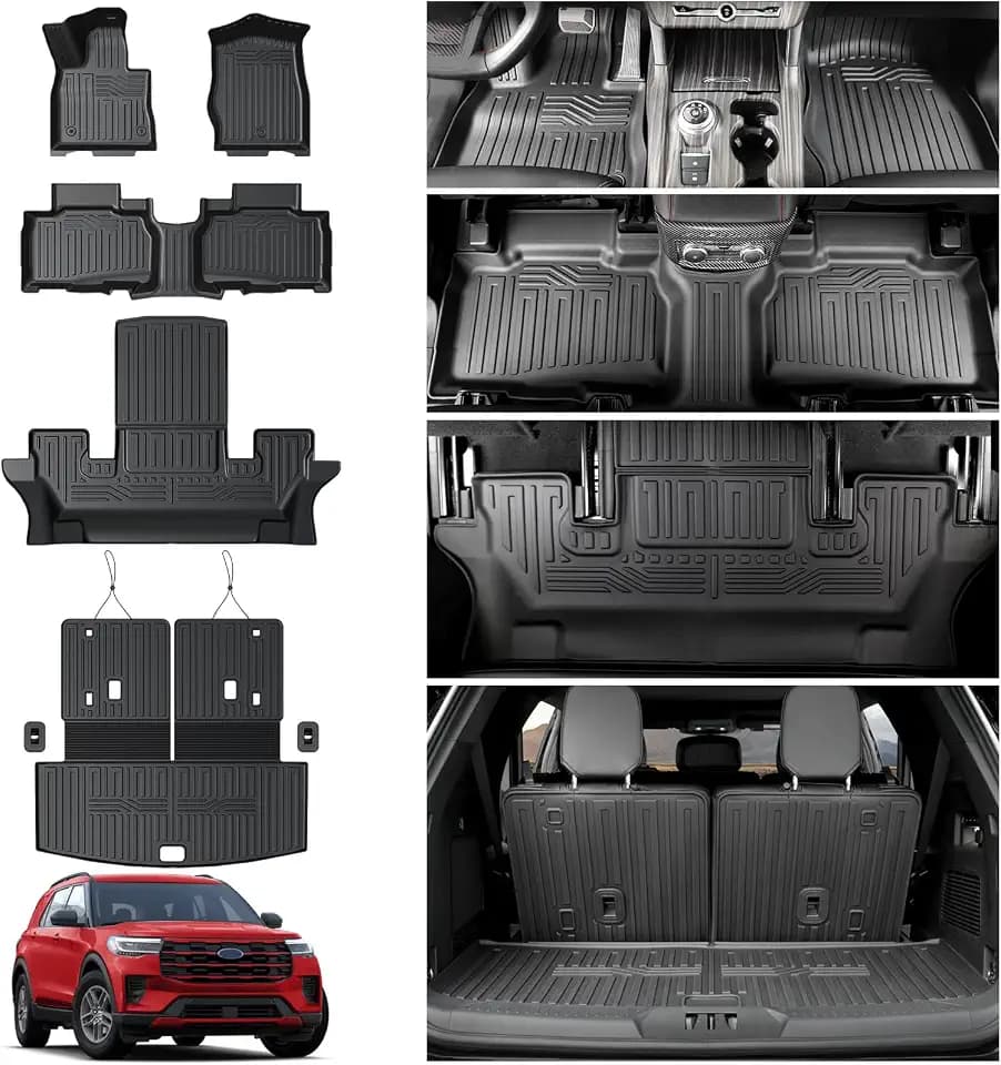 Floor Mats for 2020-2026 Ford Explorer Accessories 6 Seats Set