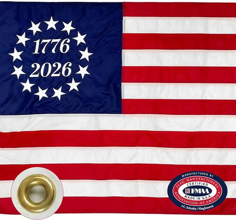 Betsy Ross 250th Anniversary Flag Made in USA - Nylon, 1776-2026, 3x5 ft