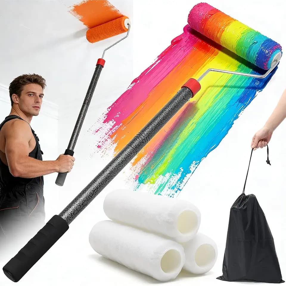 9 in Paint Roller Kit, 8 ft Adjustable Extension Pole, 3 Covers