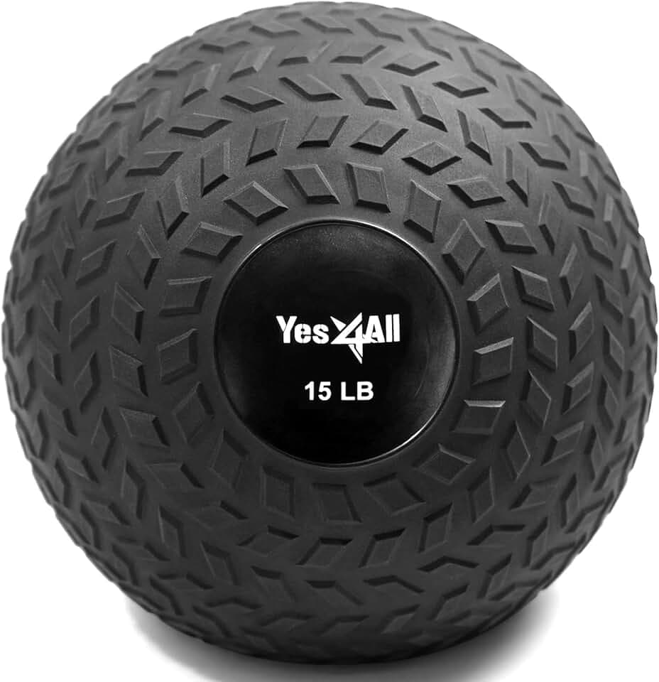Yes4All Medizinball Slam Balls - 4.5kg, 6.8kg, 9kg, 11.3kg, 13.6kg, 18kg - Lauffläche Schwarz, Blau, Türkis, Orange & Glänzend für Kraft, Power und Workout