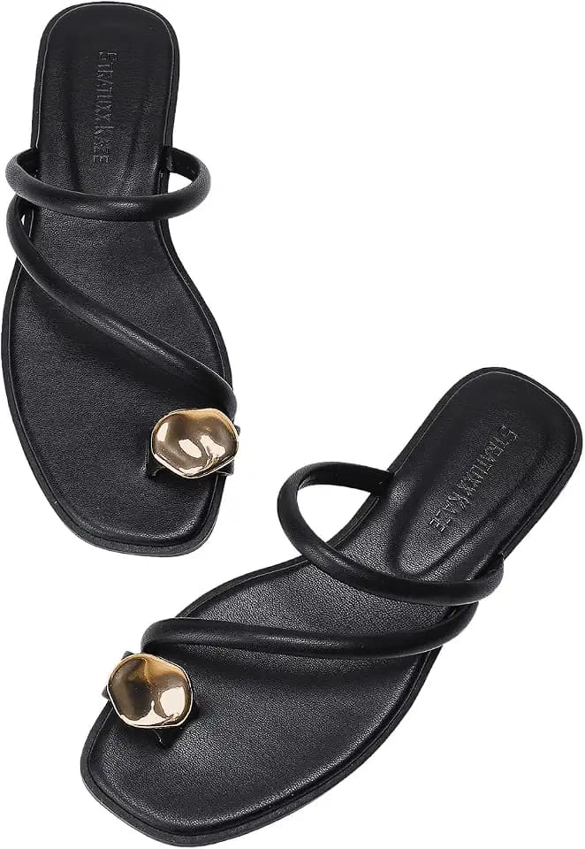 Stratuxx Kaze Women's Toe Ring Flat Sandals Open Toe Loop Dressy Thong