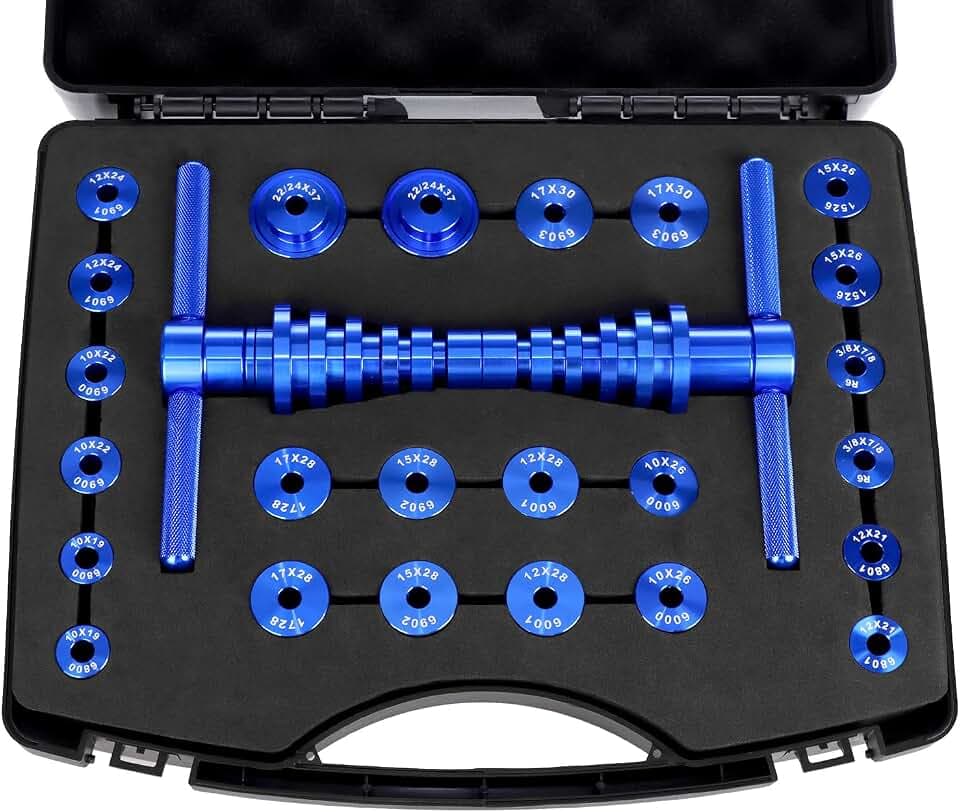 QWORK® Fahrradlager-Pressset Zyklenlager Presssatz, Professionelles Naben/Radlager Installationswerkzeugfür Verschiedene Lagergrößen - inklusive Aufbewahrungsbox
